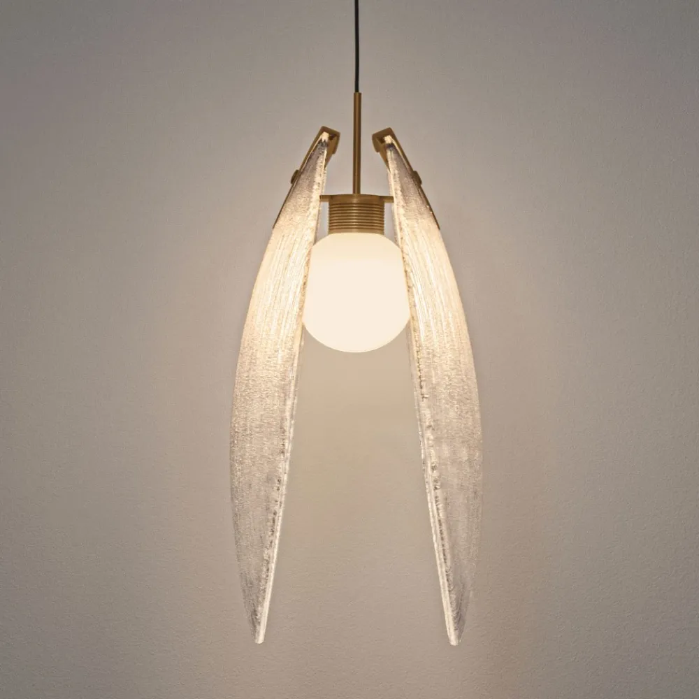 Lampade A Sospensione-Selezionato da Mazzolaluce Lampada a sospensione l30cm conchiglia di vetro per camera da letto