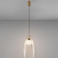 Lampade A Sospensione-Selezionato da Mazzolaluce Lampada a sospensione l30cm conchiglia di vetro per camera da letto