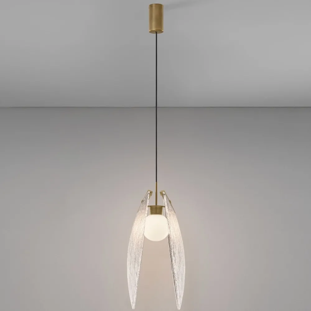 Lampade A Sospensione-Selezionato da Mazzolaluce Lampada a sospensione l30cm conchiglia di vetro per camera da letto