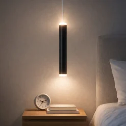 Lampade A Sospensione-Fabas Luce Lampada a sospensione led biemissione cilindro nero prado