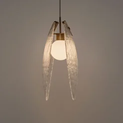 Lampade A Sospensione-Selezionato da Mazzolaluce Lampada a sospensione led conchiglia di vetro l22cm per camera da letto