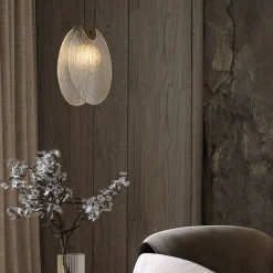 Lampade A Sospensione-Selezionato da Mazzolaluce Lampada a sospensione led conchiglia di vetro l22cm per camera da letto