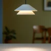 Lampade A Sospensione-Selezionato da Mazzolaluce Lampada a sospensione led doppio cono bianco saliscendi per tavolino