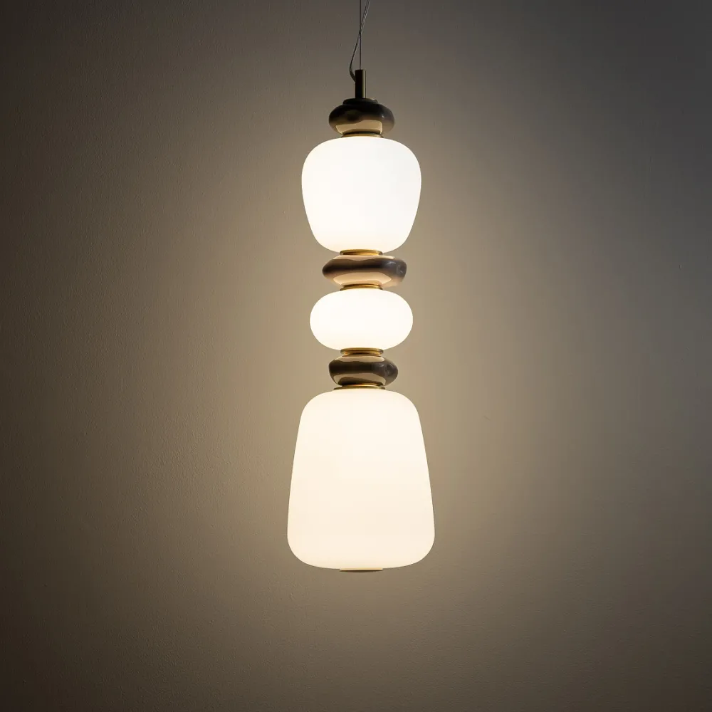 Lampade A Sospensione-Selezionato da Mazzolaluce Lampada a sospensione ,led in vetro inserti in ceramica design moderno