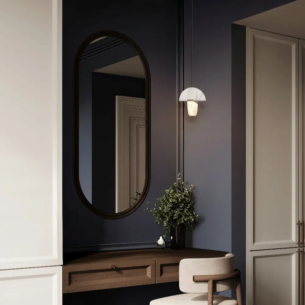 Lampade A Sospensione-Selezionato da Mazzolaluce Lampada a sospensione led marmo bianco vetro design contemporaneo per comodini