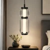 Lampade A Sospensione-Selezionato da Mazzolaluce Lampada a sospensione led nera tubolare in vetro trasparente rigato