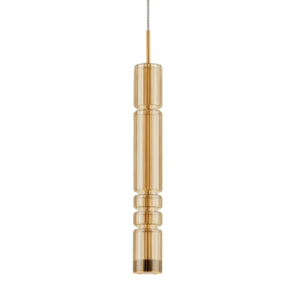 Lampade A Sospensione-Selezionato da Mazzolaluce Lampada a sospensione led oro vetro ambra per camera da letto