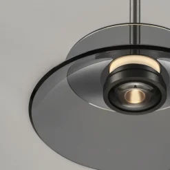 Lampade A Sospensione-Selezionato da Mazzolaluce Lampada a sospensione led 10w dimmerabile piatto vetro fume per isola cucina