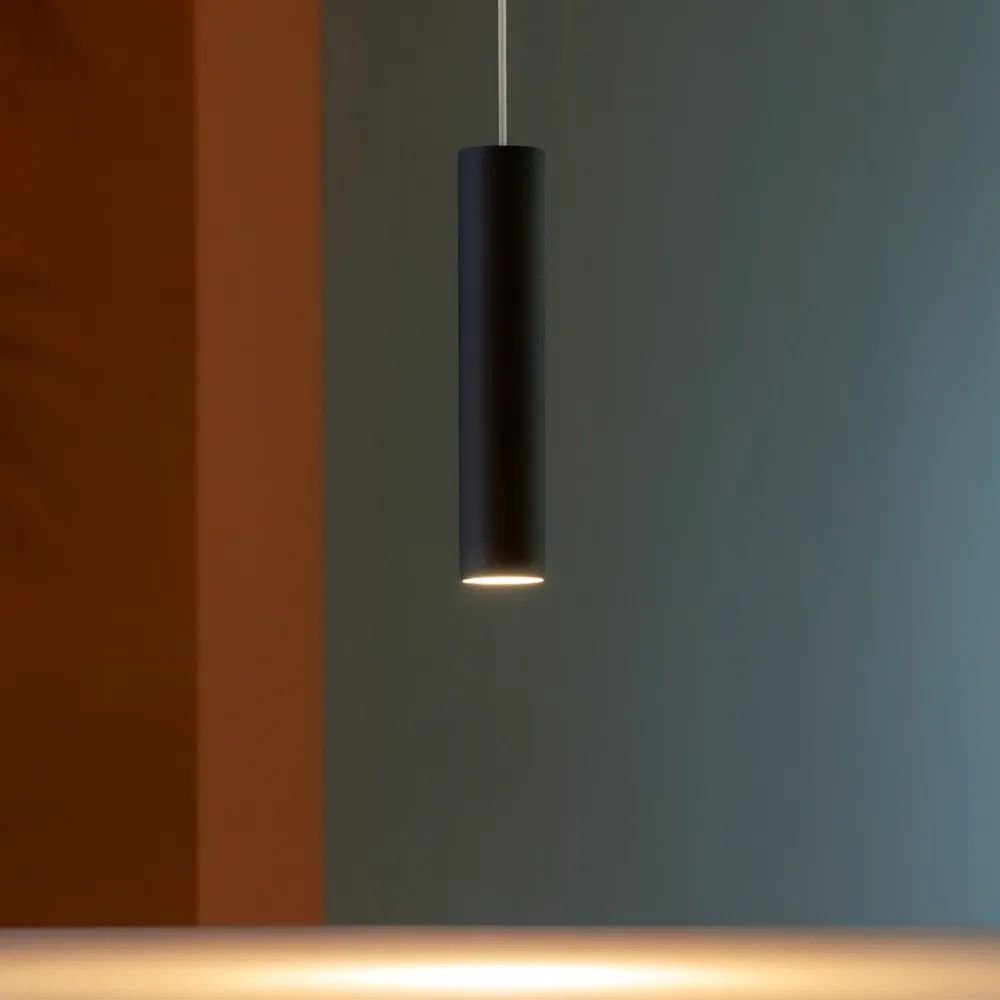 Lampade A Sospensione-Selezionato da Mazzolaluce Lampada a sospensione led 15w 3000k cilindro nero dustin