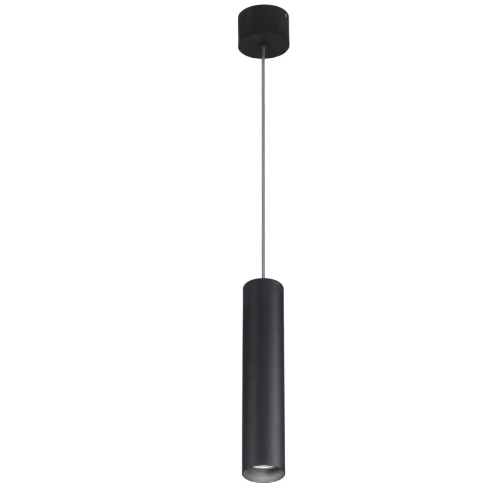 Lampade A Sospensione-Selezionato da Mazzolaluce Lampada a sospensione led 15w 3000k cilindro nero dustin