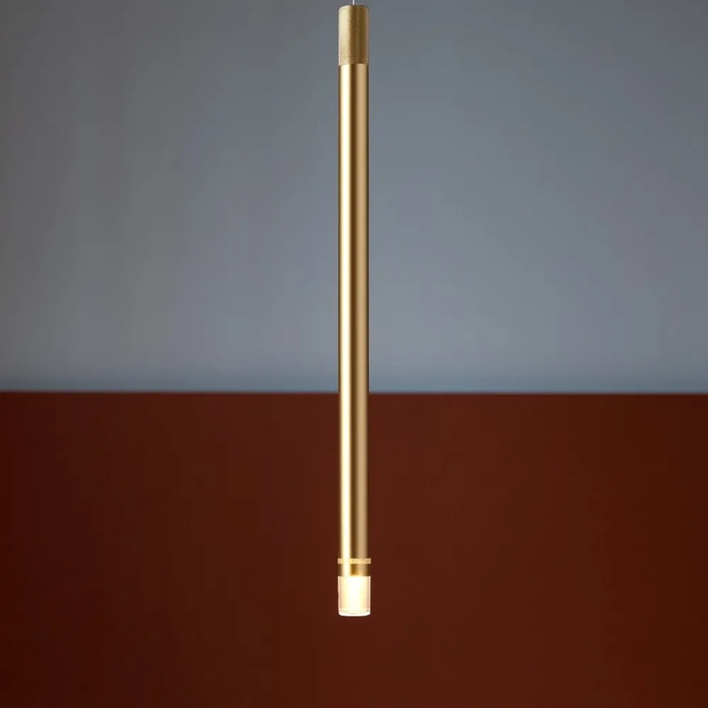 Lampade A Sospensione-Selezionato da Mazzolaluce Lampada a sospensione led 7w 3000k cilindro oro sottile design