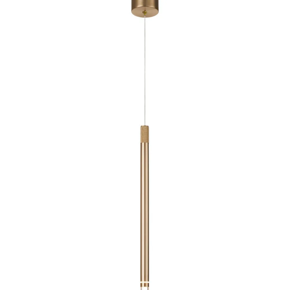Lampade A Sospensione-Selezionato da Mazzolaluce Lampada a sospensione led 7w 3000k cilindro oro sottile design