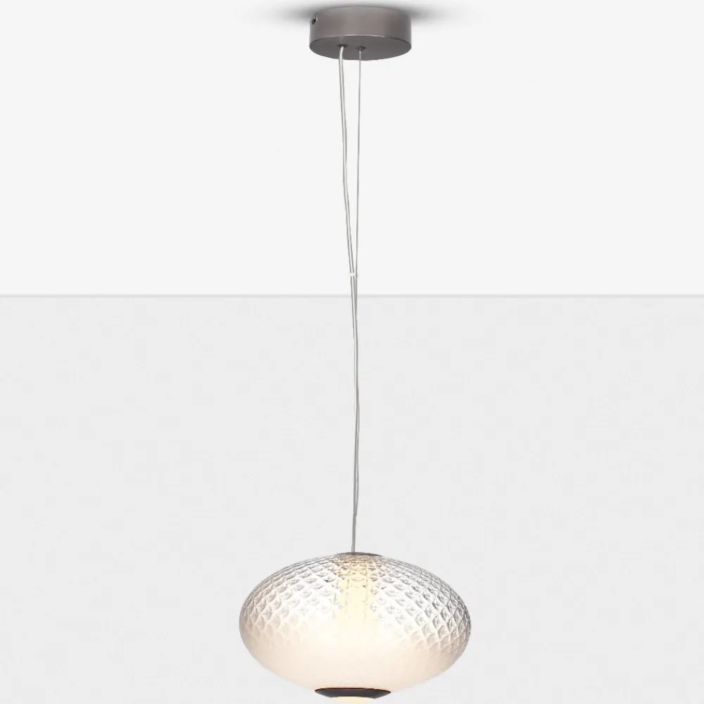 Lampade A Sospensione-Selezionato da Mazzolaluce Lampada a sospensione led 12w 3000k dimmerabile sfera di vetro trasparente opale bianco