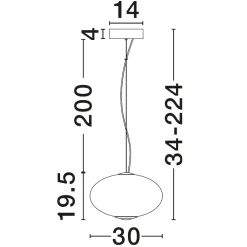 Lampade A Sospensione-Selezionato da Mazzolaluce Lampada a sospensione led 12w 3000k dimmerabile sfera di vetro trasparente opale bianco