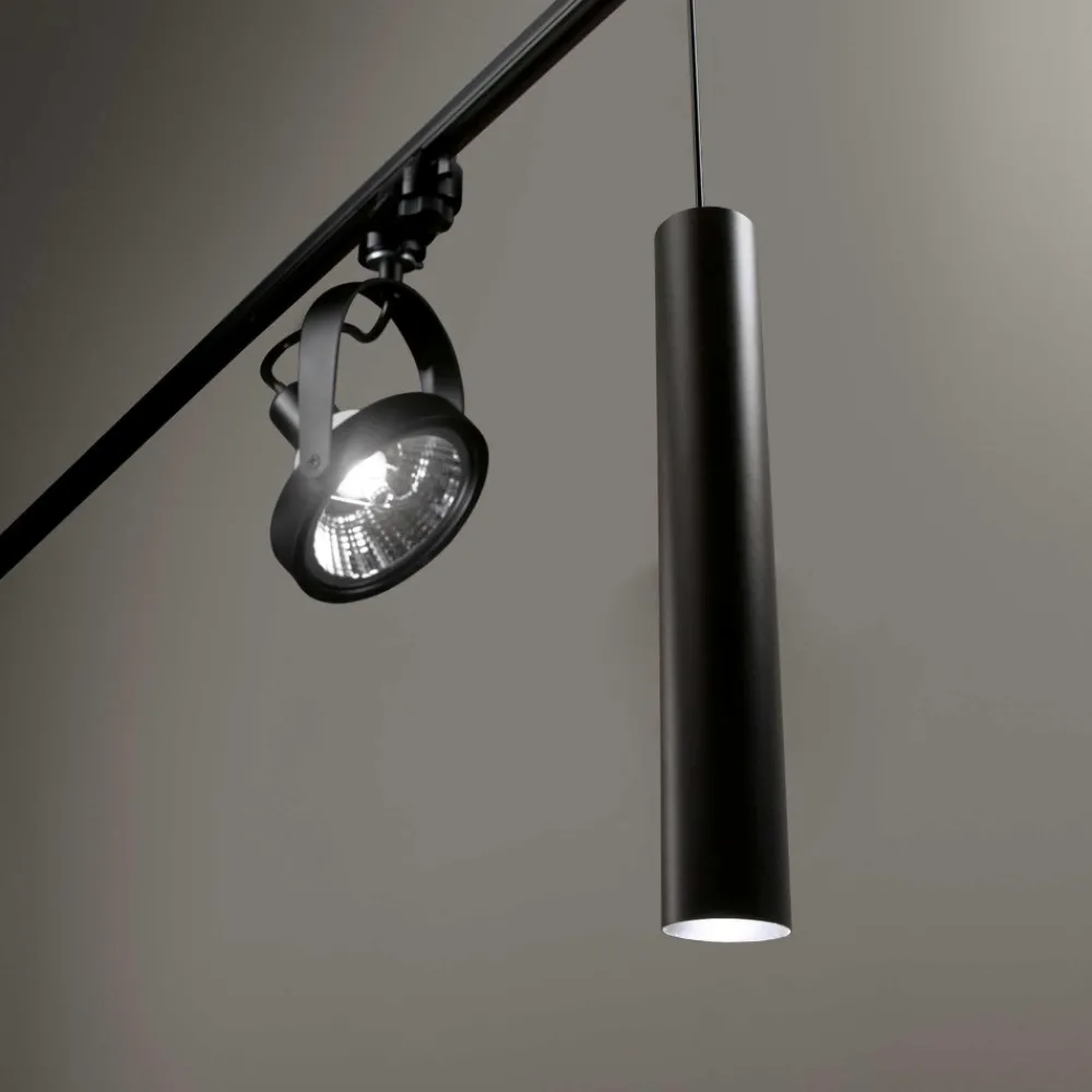 Illuminazione A Binario-Ideal Lux Lampada a sospensione look track nero incasso binario trifase