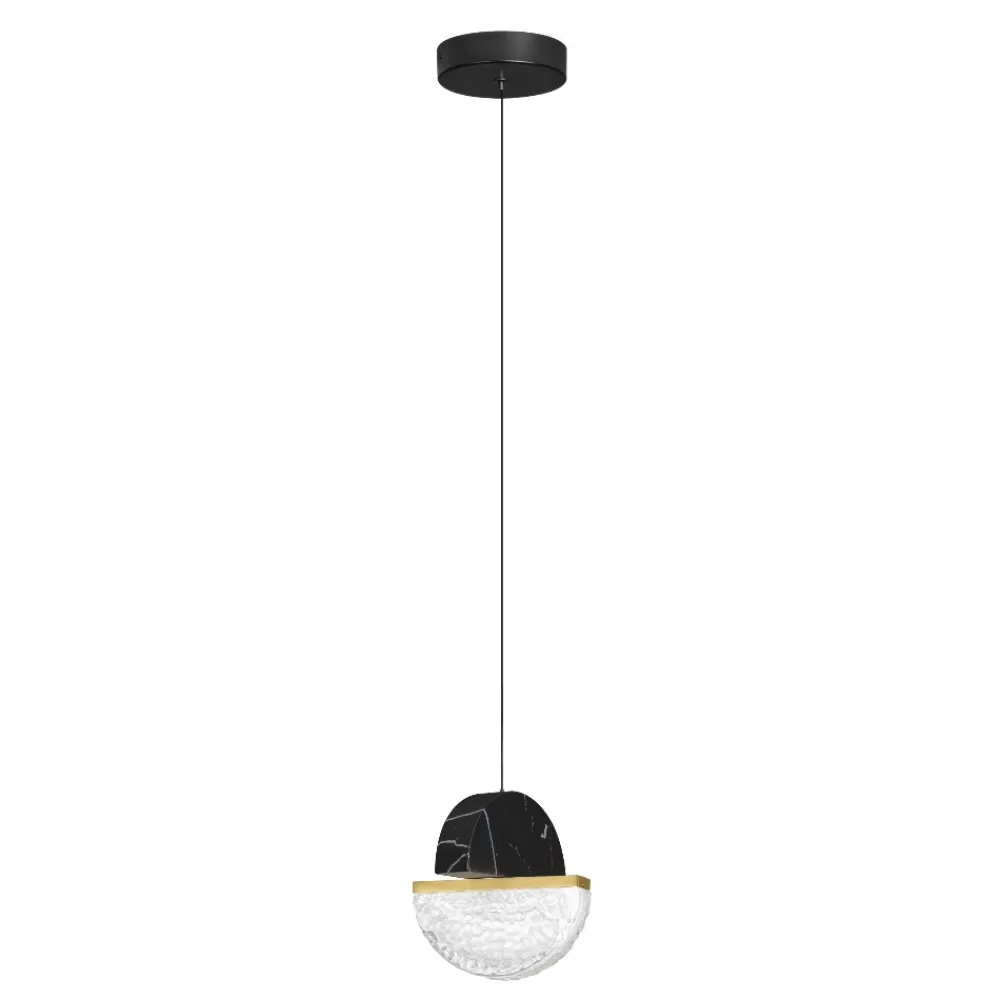 Lampade A Sospensione-Selezionato da Mazzolaluce Lampada a sospensione marmo nero vetro effetto nuvola orientabile metallo oro per comodino