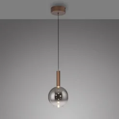 Lampade A Sospensione-Selezionato da Mazzolaluce Lampada a sospensione marrone sfera in vetro led 2700k dimmerabile