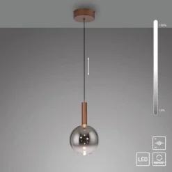 Lampade A Sospensione-Selezionato da Mazzolaluce Lampada a sospensione marrone sfera in vetro led 2700k dimmerabile