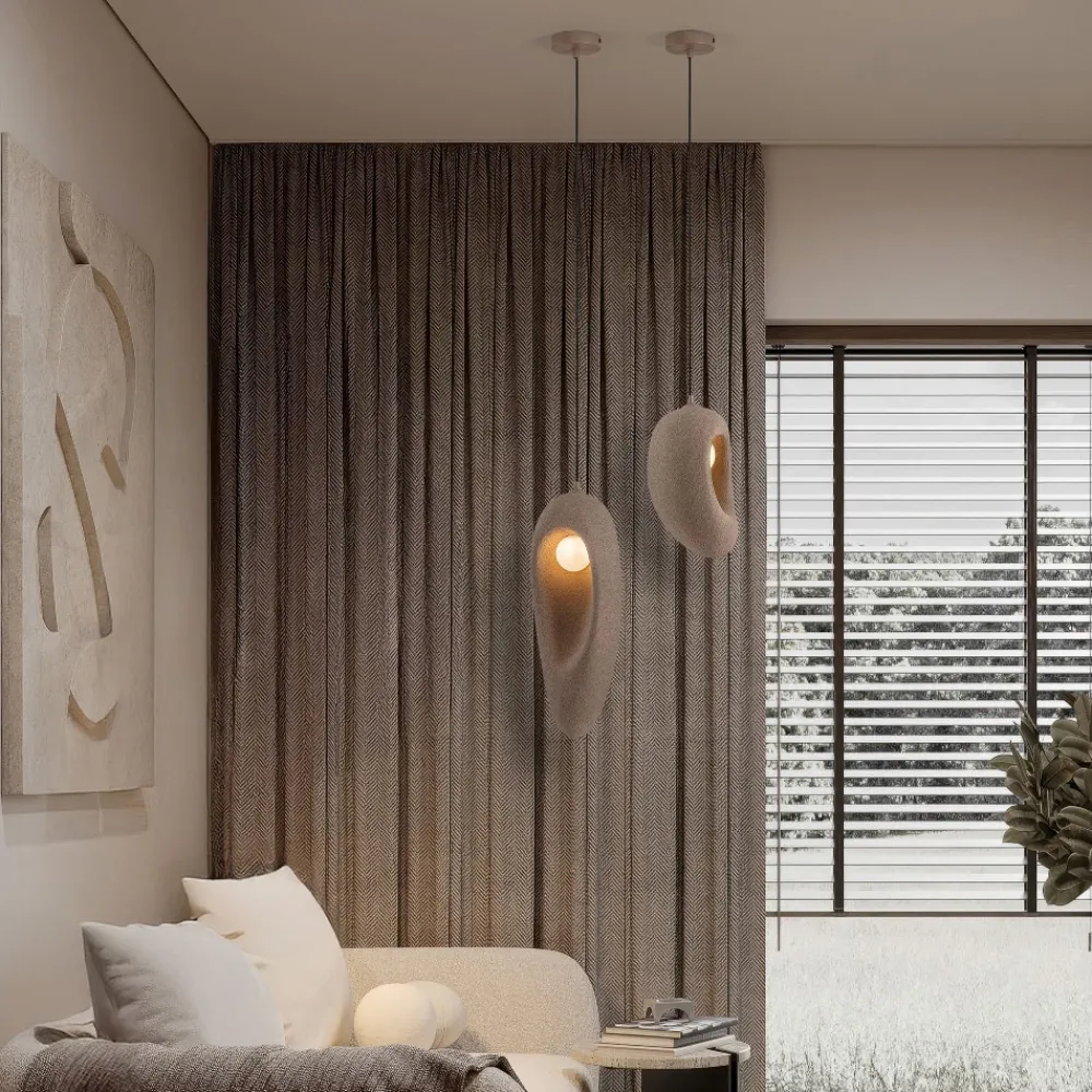 Lampade A Sospensione-Selezionato da Mazzolaluce Lampada a sospensione marrone design japandi wabi sabi