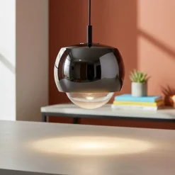 Lampade A Sospensione-Selezionato da Mazzolaluce Lampada a sospensione moderna led 12w 3000k cromo nero
