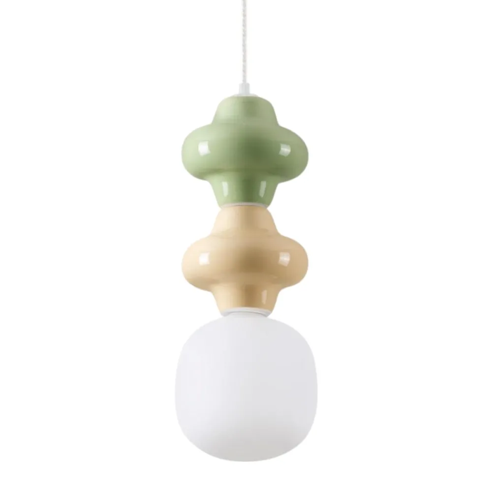 Lampade A Sospensione-Selezionato da Mazzolaluce Lampada a sospensione moderna ceramica verde giallo pastello
