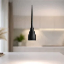 Lampade A Sospensione-Fabas Luce Lampada a sospensione nera led 7w 3000k design moderna coco