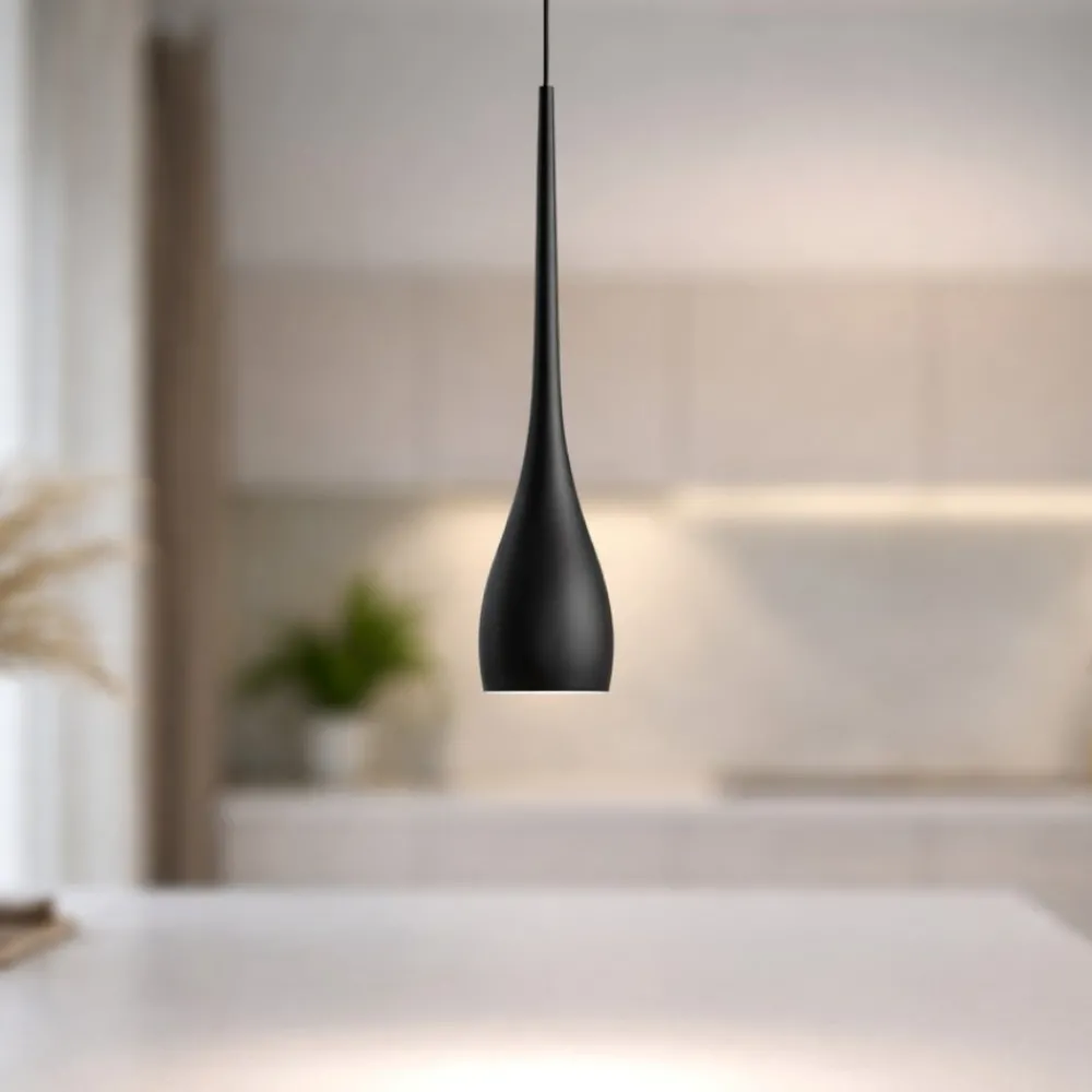 Lampade A Sospensione-Fabas Luce Lampada a sospensione nera led 7w 3000k design moderna coco
