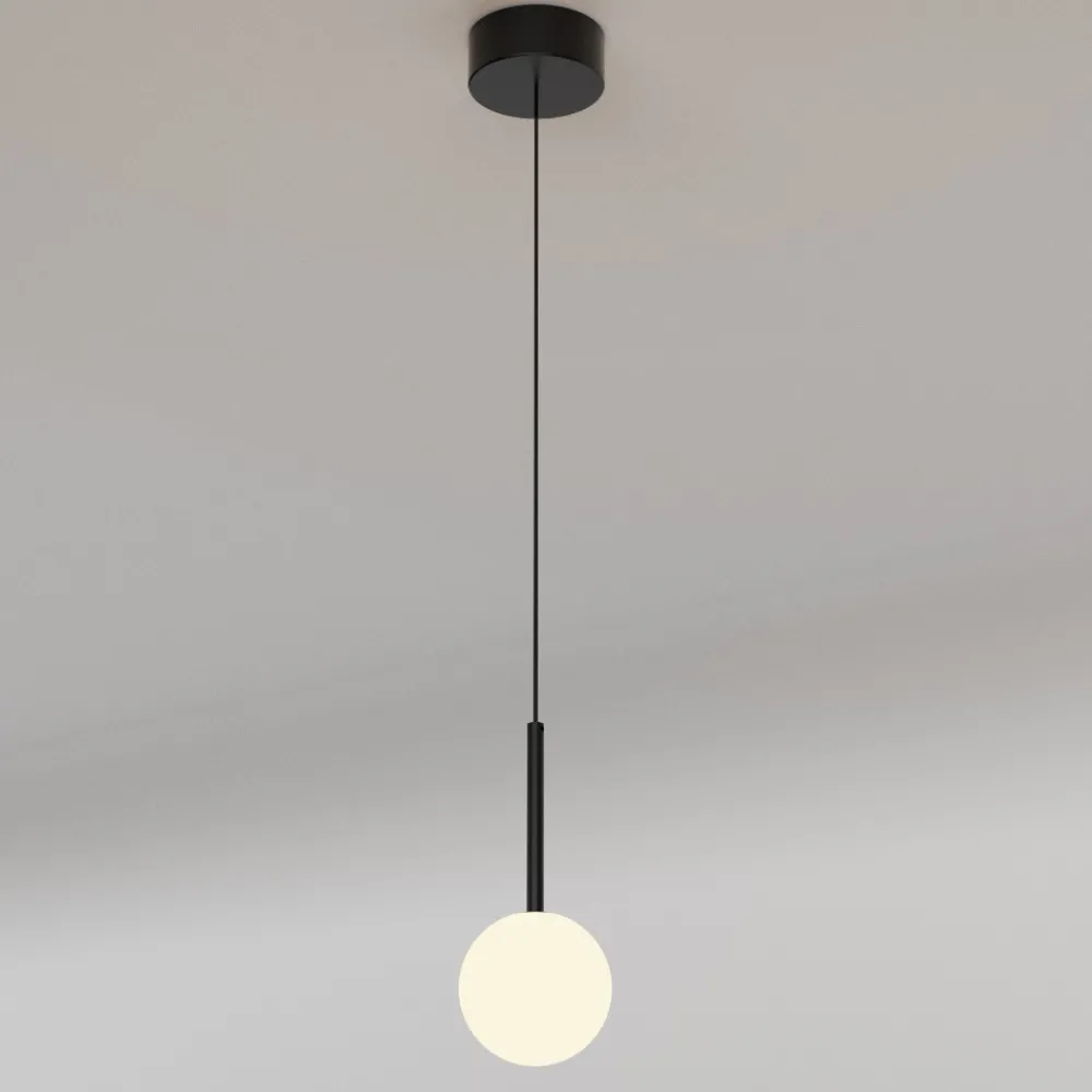 Lampade A Sospensione-Selezionato da Mazzolaluce Lampada a sospensione nera sfera di vetro bianca