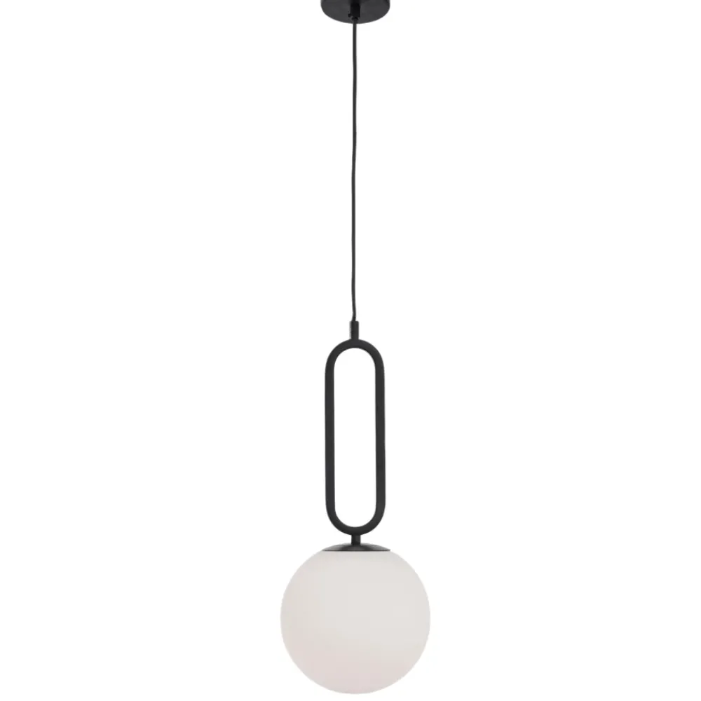 Lampade A Sospensione-Selezionato da Mazzolaluce Lampada a sospensione nera sfera bianca per comodino