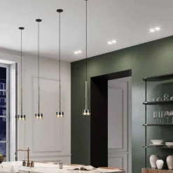 Lampade A Sospensione-Selezionato da Mazzolaluce Lampada a sospensione nera vetro bronzo moderna