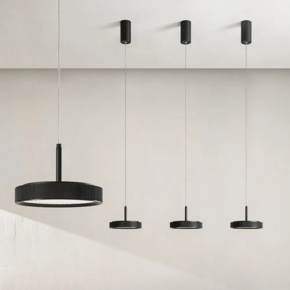 Lampade A Sospensione-Ondaluce Lampada a sospensione nina nera per cucina led 20w 3000k