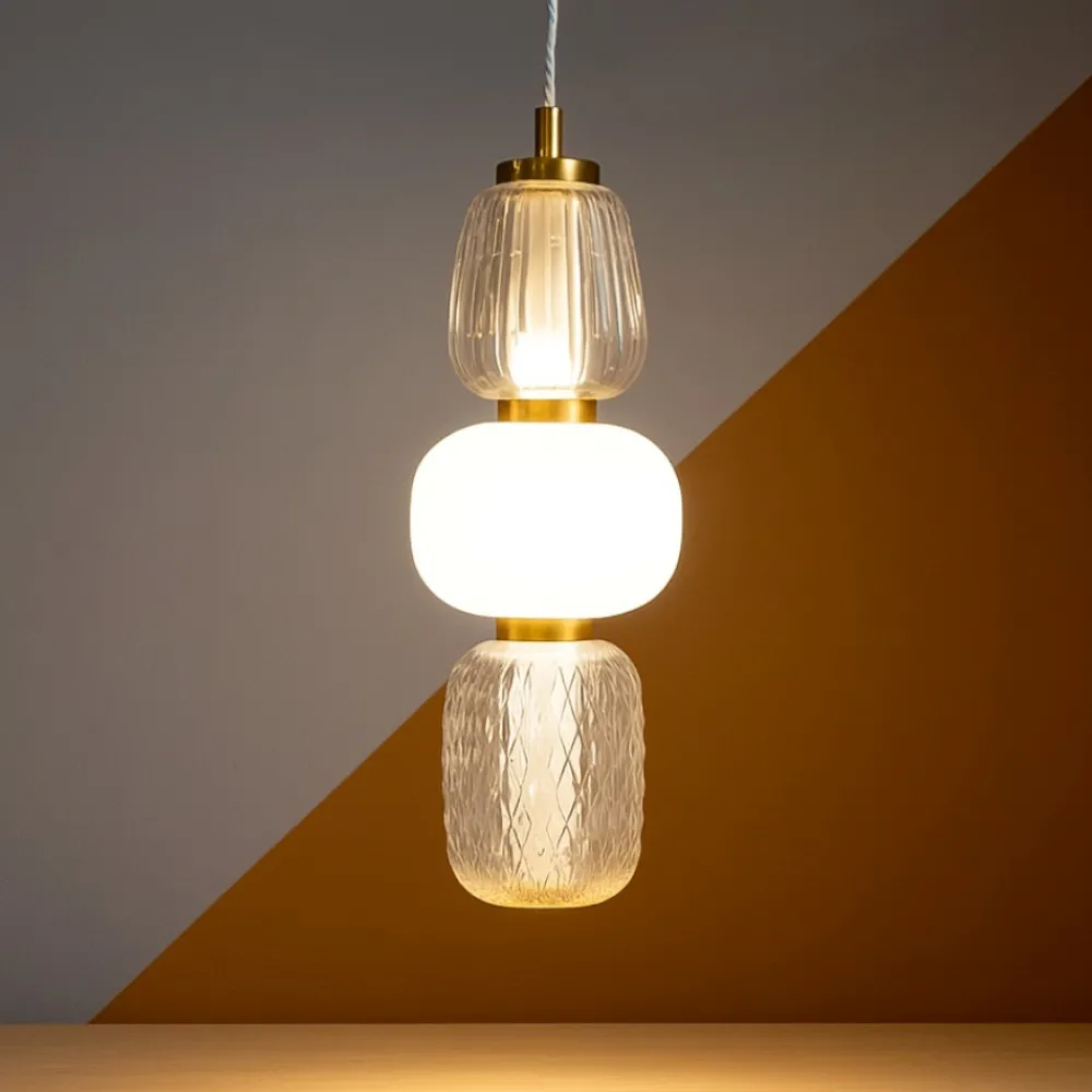 Lampade A Sospensione-Selezionato da Mazzolaluce Lampada a sospensione oro con vetri stile contemporaneo