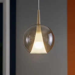 Lampade A Sospensione-Selezionato da Mazzolaluce Lampada a sospensione oro di vetro ambra sfera design moderna