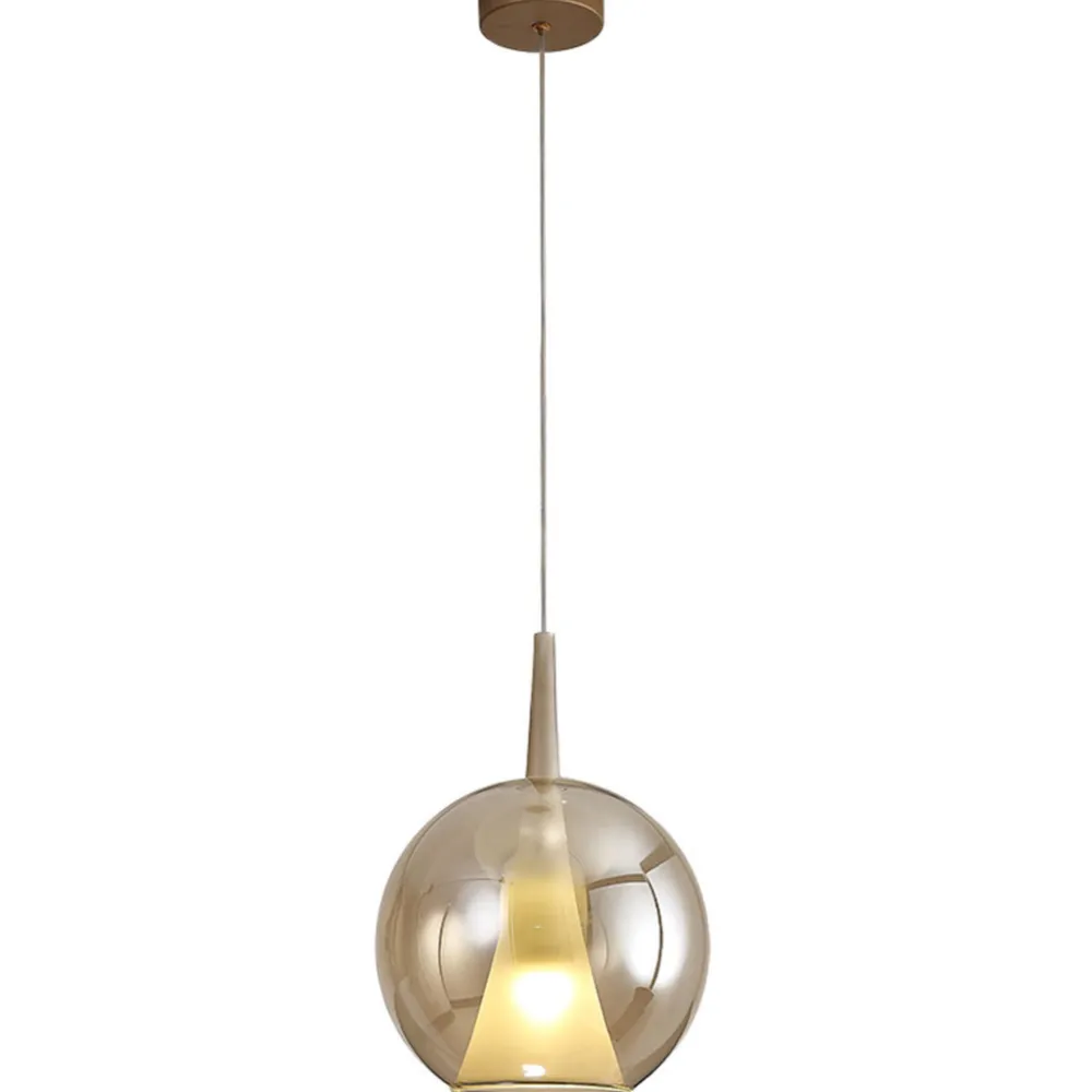 Lampade A Sospensione-Selezionato da Mazzolaluce Lampada a sospensione oro di vetro ambra sfera design moderna