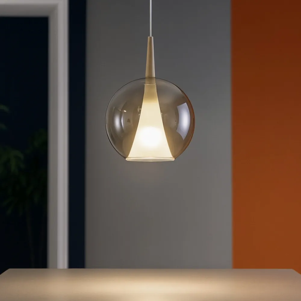 Lampade A Sospensione-Selezionato da Mazzolaluce Lampada a sospensione oro di vetro ambra sfera design moderna