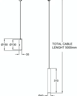 Lampade A Sospensione-Fabas Luce Lampada a sospensione oro nero cilidnro con decentramento prado
