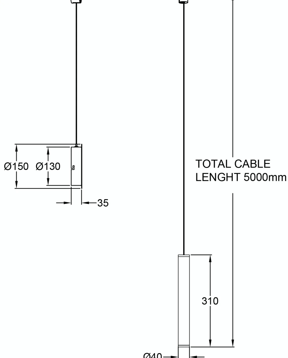 Lampade A Sospensione-Fabas Luce Lampada a sospensione oro nero cilidnro con decentramento prado