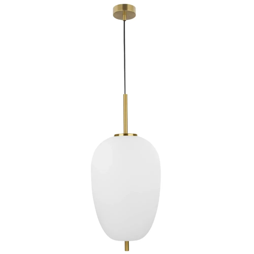 Lampade A Sospensione-Selezionato da Mazzolaluce Lampada a sospensione oro ottone vetro bianco