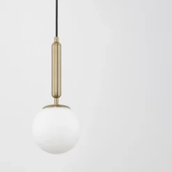 Lampade A Sospensione-Selezionato da Mazzolaluce Lampada a sospensione oro sfera bianca per camera da letto