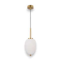 Lampade A Sospensione-Selezionato da Mazzolaluce Lampada a sospensione oro sfera vetro bianco per camera da letto
