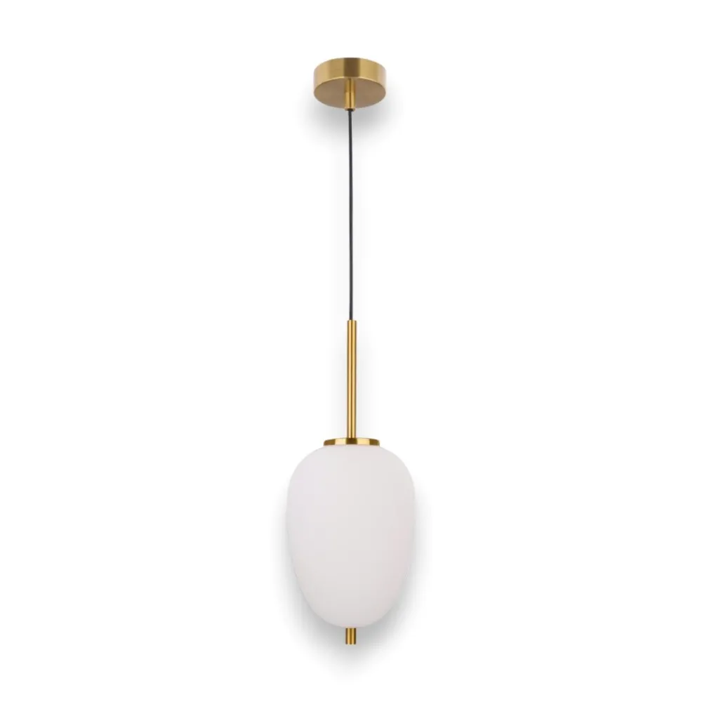 Lampade A Sospensione-Selezionato da Mazzolaluce Lampada a sospensione oro sfera vetro bianco per camera da letto