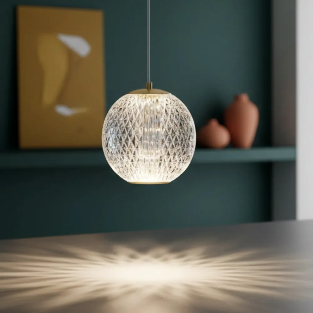 Lampade A Sospensione-Selezionato da Mazzolaluce Lampada a sospensione oro sfera acrilico effetto cristallo led 6w 3200k
