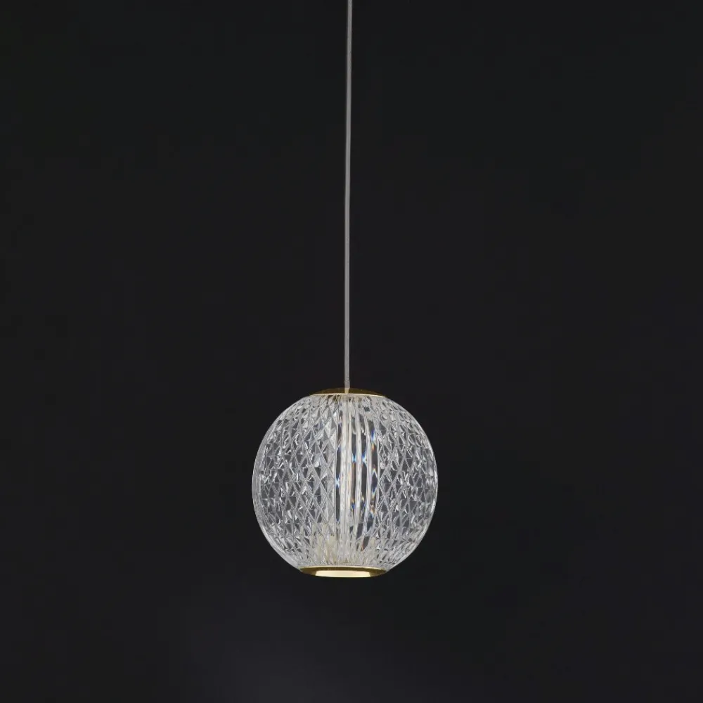 Lampade A Sospensione-Selezionato da Mazzolaluce Lampada a sospensione oro sfera acrilico effetto cristallo led 6w 3200k