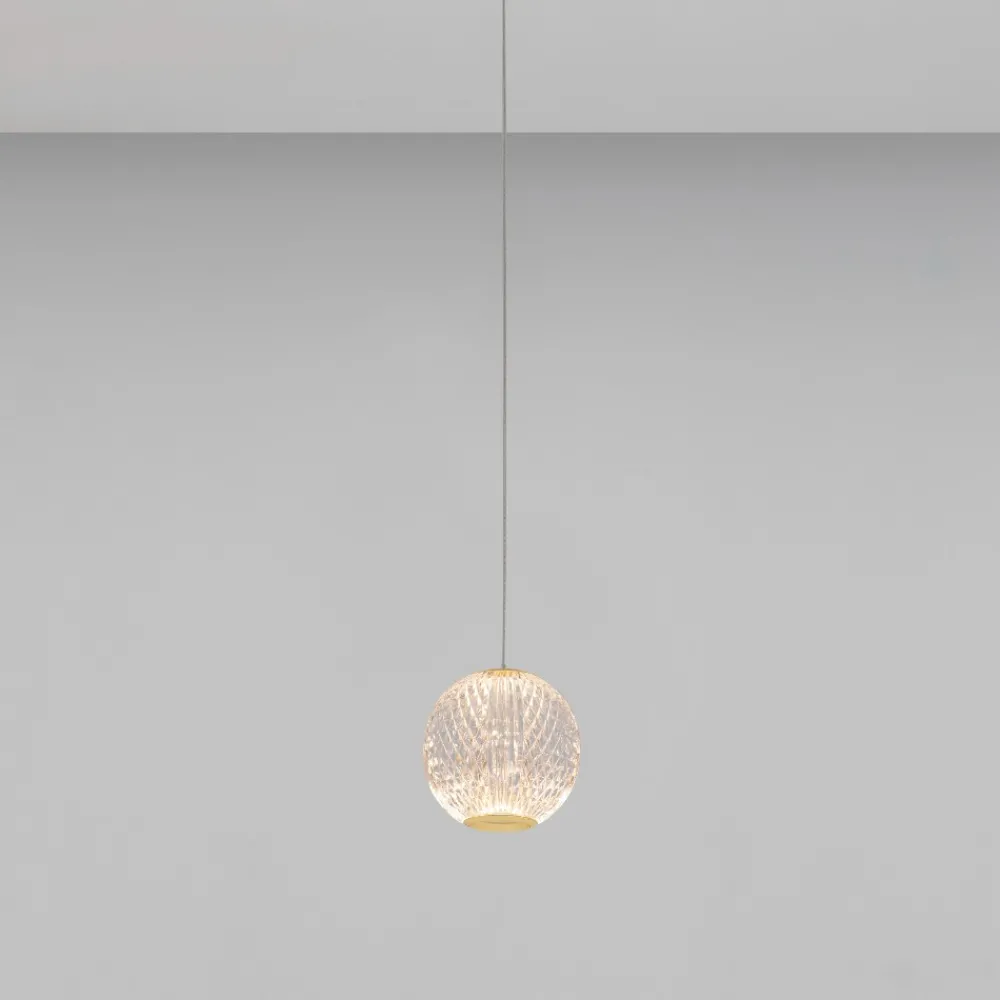 Lampade A Sospensione-Selezionato da Mazzolaluce Lampada a sospensione oro sfera acrilico effetto cristallo led 6w 3200k