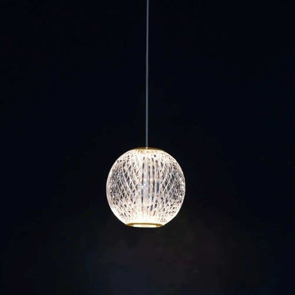 Lampade A Sospensione-Selezionato da Mazzolaluce Lampada a sospensione oro sfera acrilico effetto cristallo led 6w 3200k