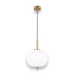 Lampade A Sospensione-Selezionato da Mazzolaluce Lampada a sospensione oro vetro sfera bianca