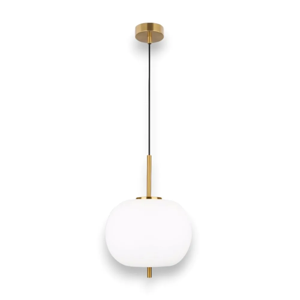 Lampade A Sospensione-Selezionato da Mazzolaluce Lampada a sospensione oro vetro sfera bianca