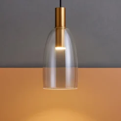 Lampade A Sospensione-Selezionato da Mazzolaluce Lampada a sospensione oro vetro fume led 7w 3000k per cucina