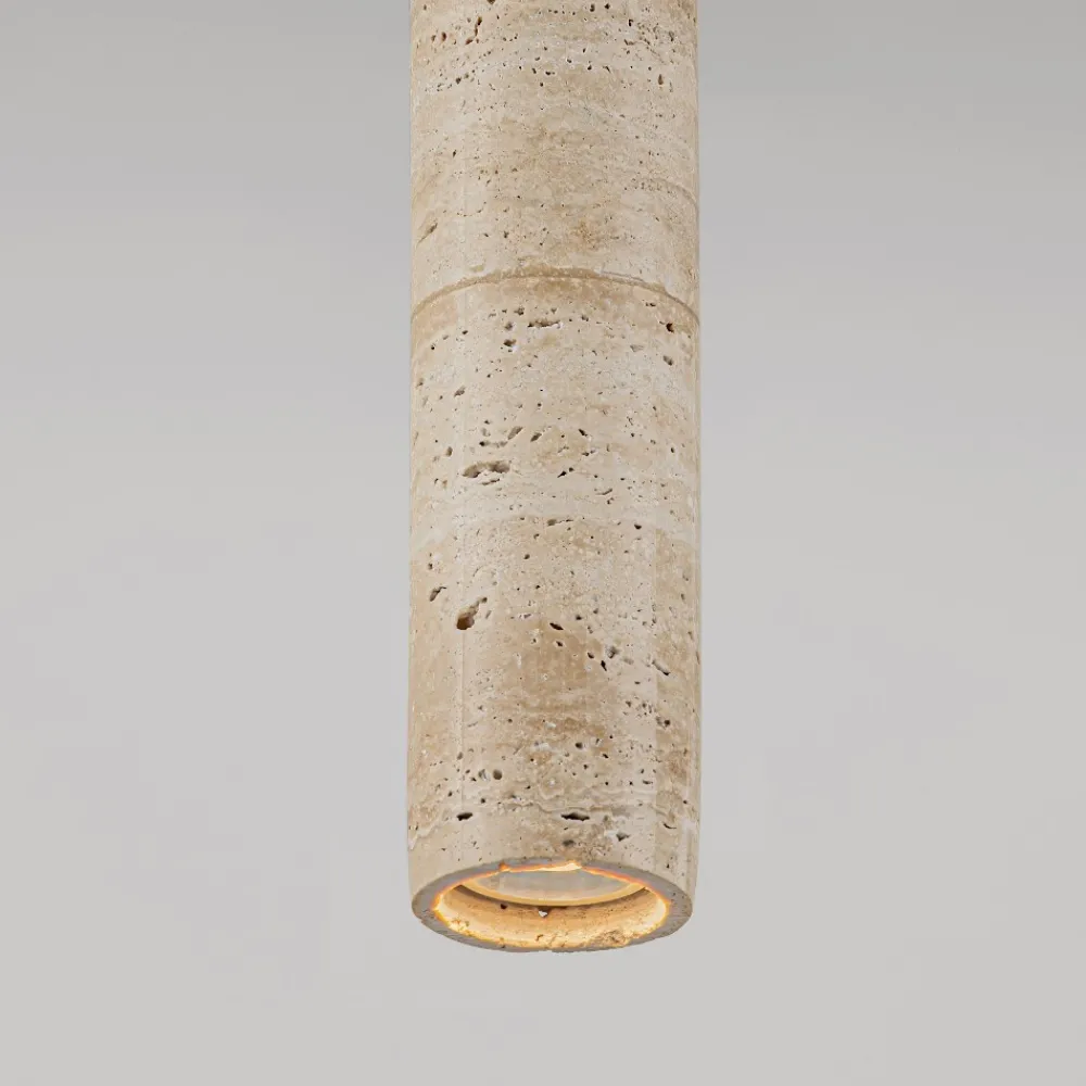 Lampade A Sospensione-Selezionato da Mazzolaluce Lampada a sospensione pendente cilindro travertino led 3w 3000k