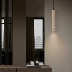 Lampade A Sospensione-Selezionato da Mazzolaluce Lampada a sospensione pendente cilindro travertino led 3w 3000k